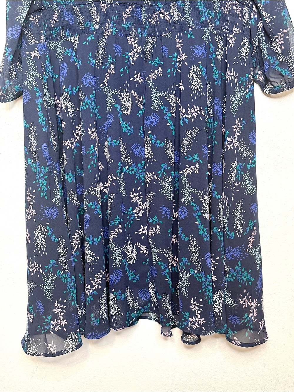 Lane Bryant Navy Blue Floral Chiffon Midi Dress Women's Plus Size 20P Smocked - Picture 12 of 16